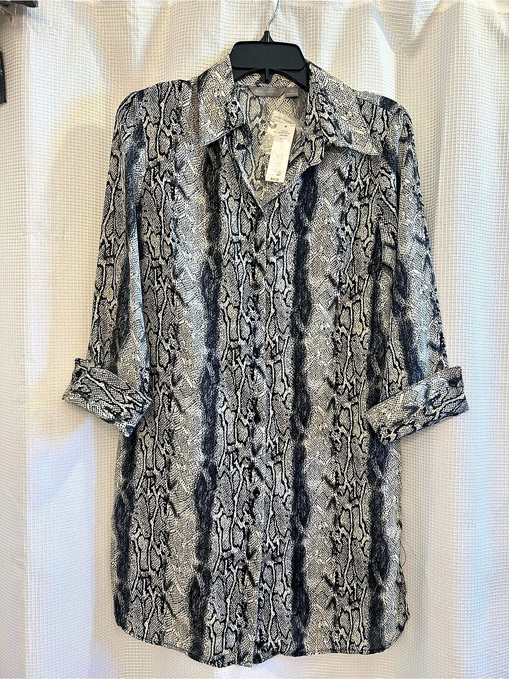 Investments Snake Print Button Down Tunic Size 12 NWT